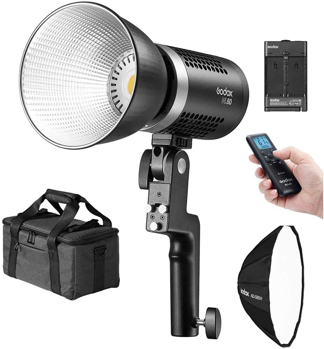 Amazon.com : Godox ML60, 60W Handheld LED Video Light, 69000LUX